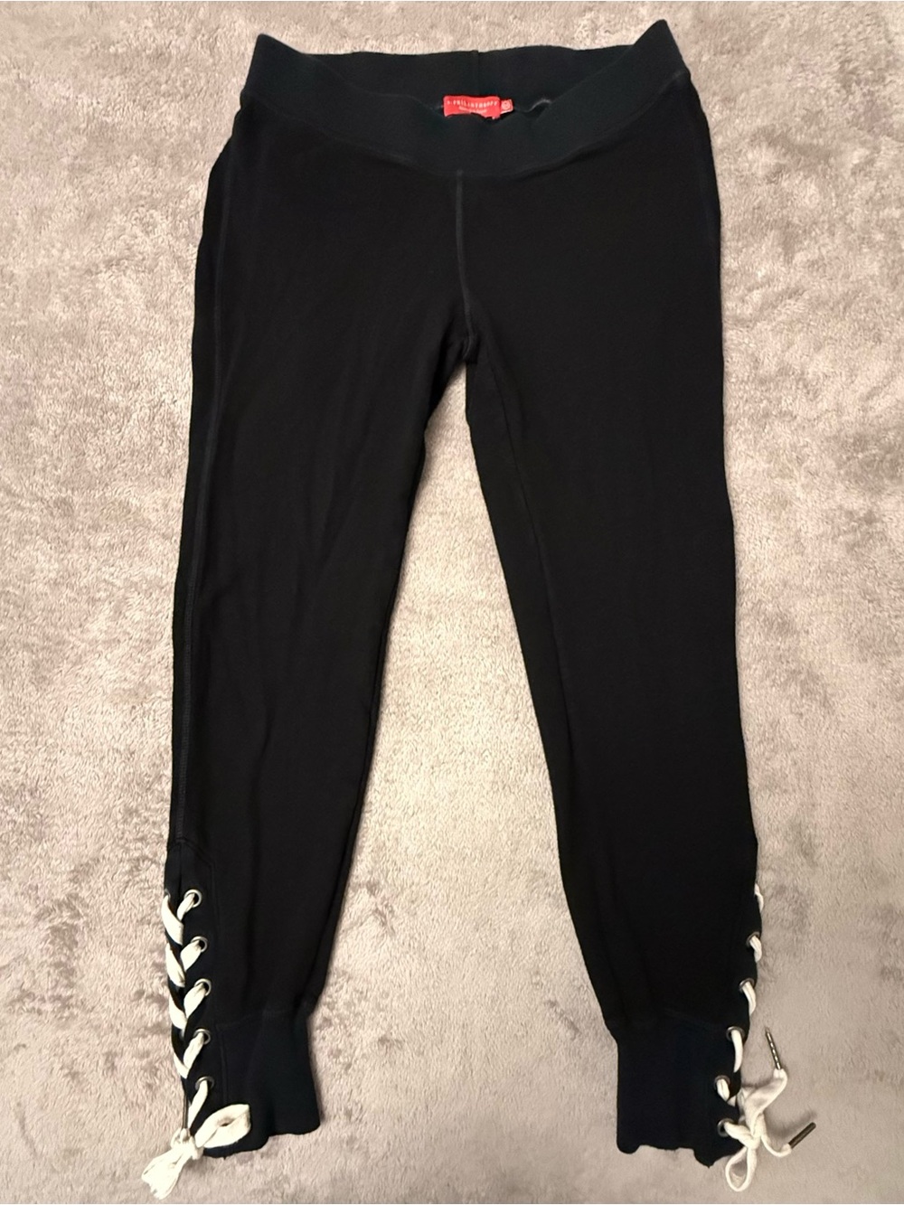 n:PHILANTHROPY Black Leggings with White Lace-Up Ankles